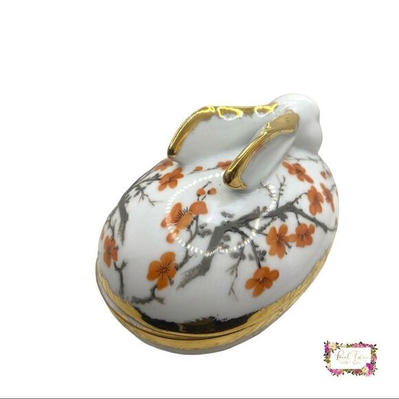 Bunny Rabbit Egg Floral Trinket Box - Picture 6 of 14